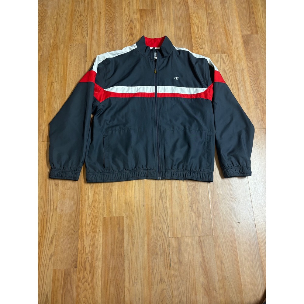 Champion Double Dry Men's Track‎ Jacket Full Zip Gray Red White XL
